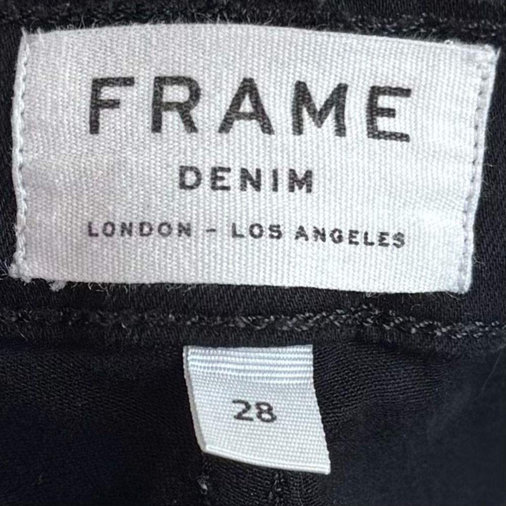 FRAME Denim Le High Skinny Front Split Black 28 Film Noir Wash Front Slit Hem - Picture 9 of 15